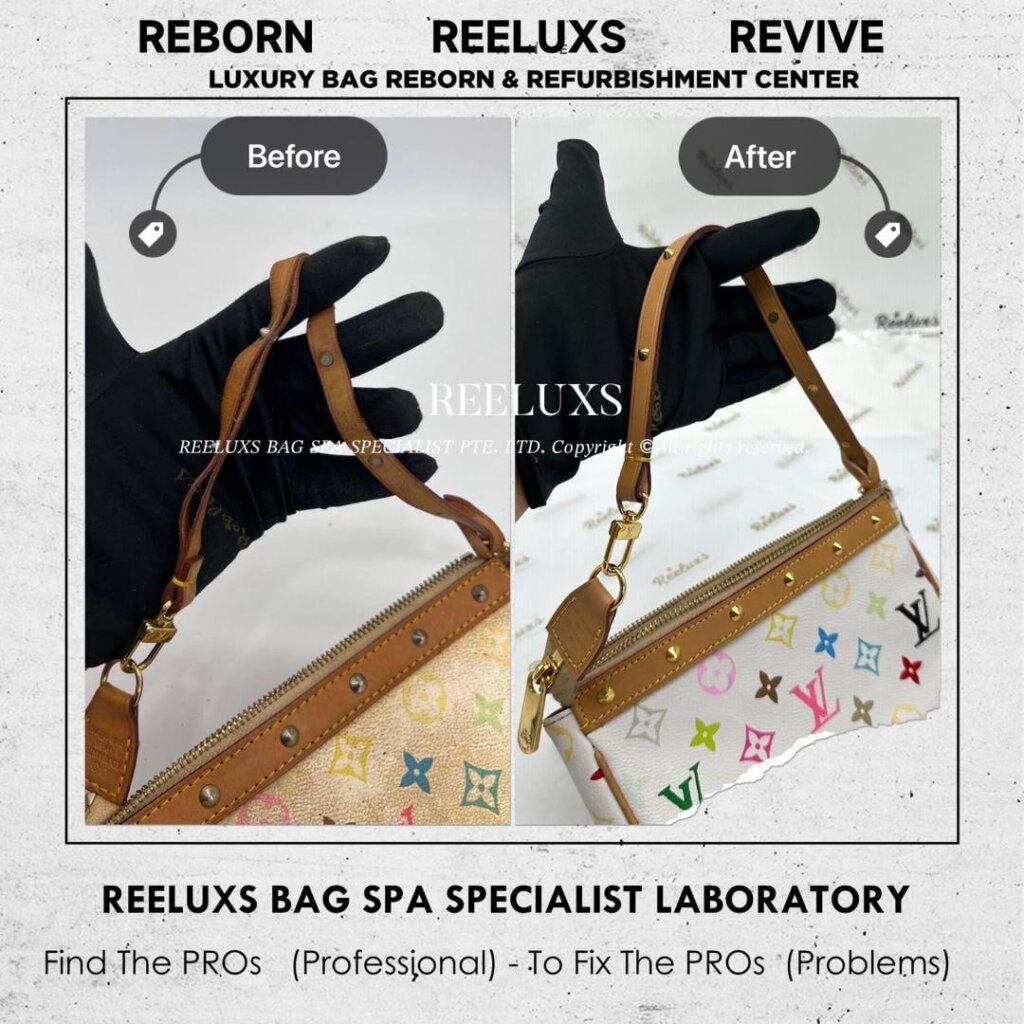 Monogram Multicolor Pochette Bag Vachetta Cracked Damaged, Canvas Fully Stain & Faded,… — frame 7