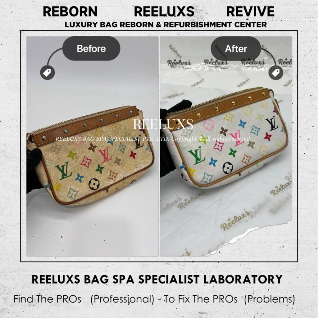 Monogram Multicolor Pochette Bag Vachetta Cracked Damaged, Canvas Fully Stain & Faded,… — frame 2