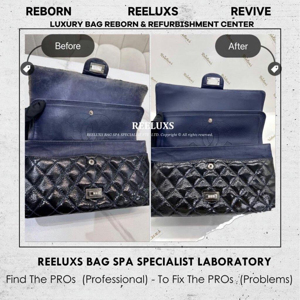2.55 Reissue Double Flap Bag Interior Leather Cracked Damaged, Peel Off &… — frame 6