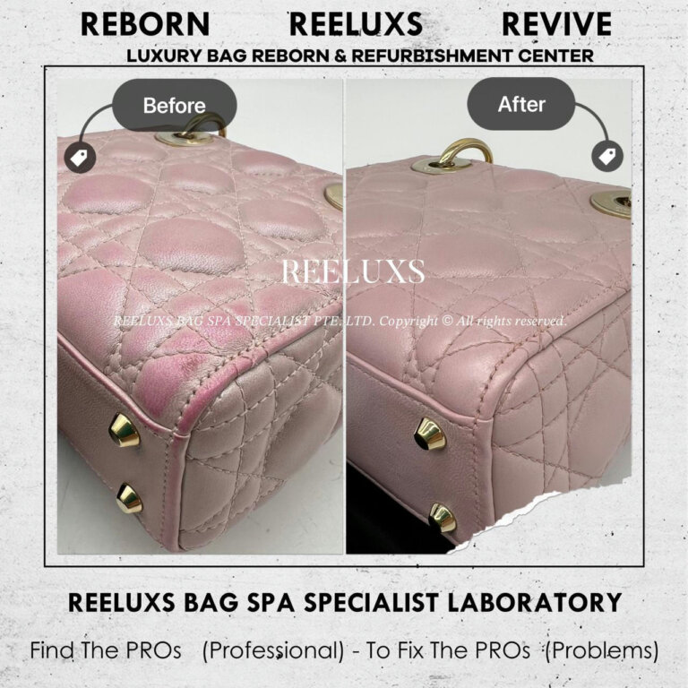 Dior Mini Lady Dior Handbag Leather Color Transfer Problem & Color Faded Damaged Restoration