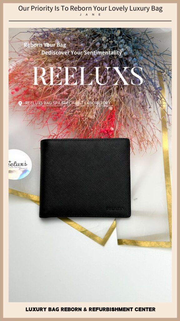 Saffiano Leather Bifold Wallet Leather Stain & Color Faded Change To Black — frame 8