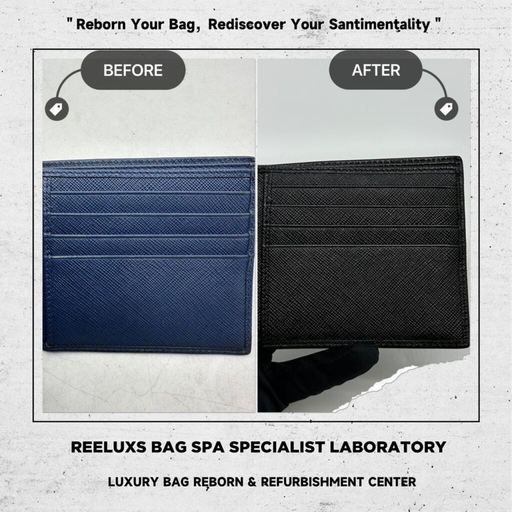 Saffiano Leather Bifold Wallet Leather Stain & Color Faded Change To Black — frame 2