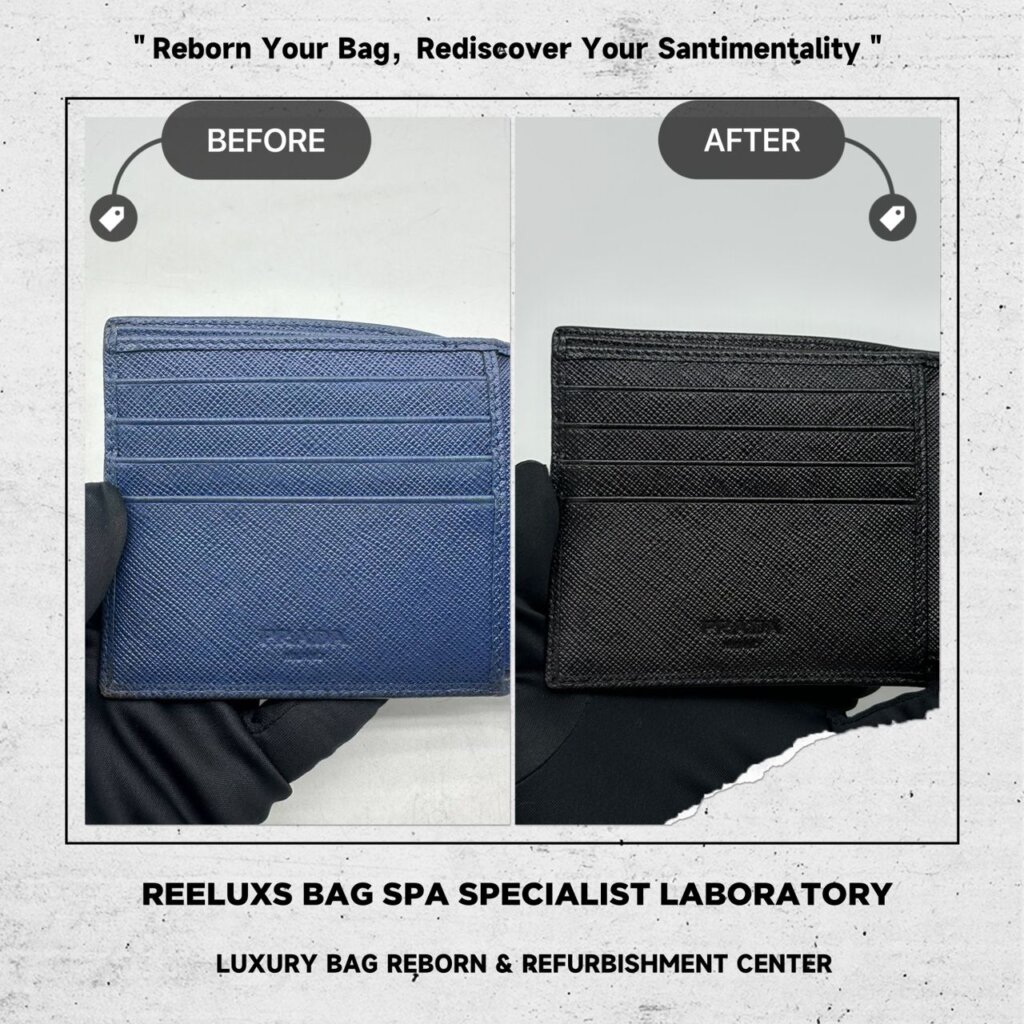 Saffiano Leather Bifold Wallet Leather Stain & Color Faded Change To Black — frame 3