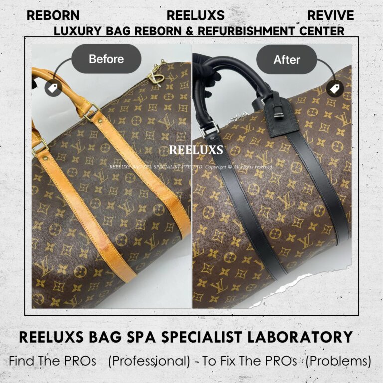 Louis Vuitton Keepall Bandouliere Bag Entire Vachetta Cracked & Damage Fully Stained  Customized To Black Leather Refurbishment