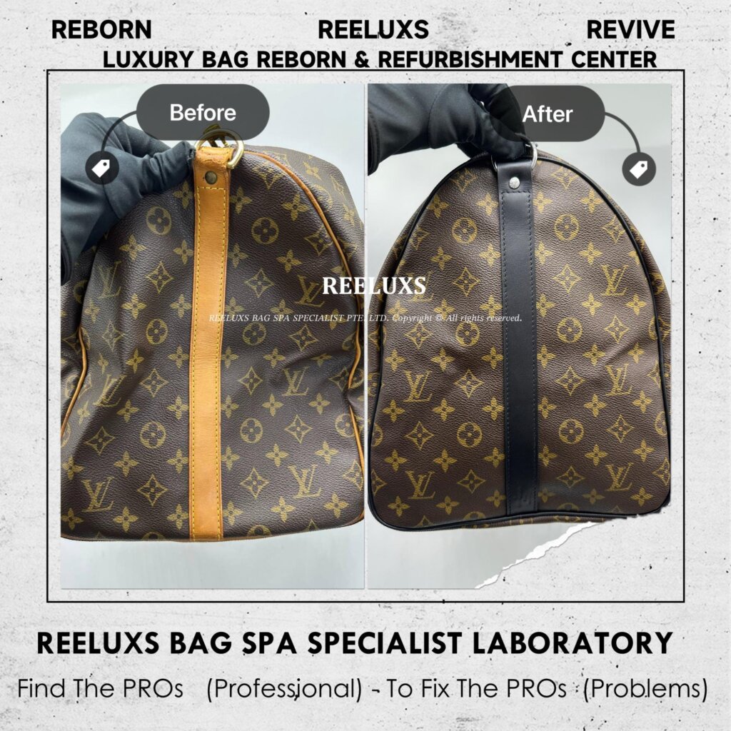 Louis Vuitton Keepall Bandouliere Bag Entire Vachetta Cracked & Damage Fully Stained… — frame 3