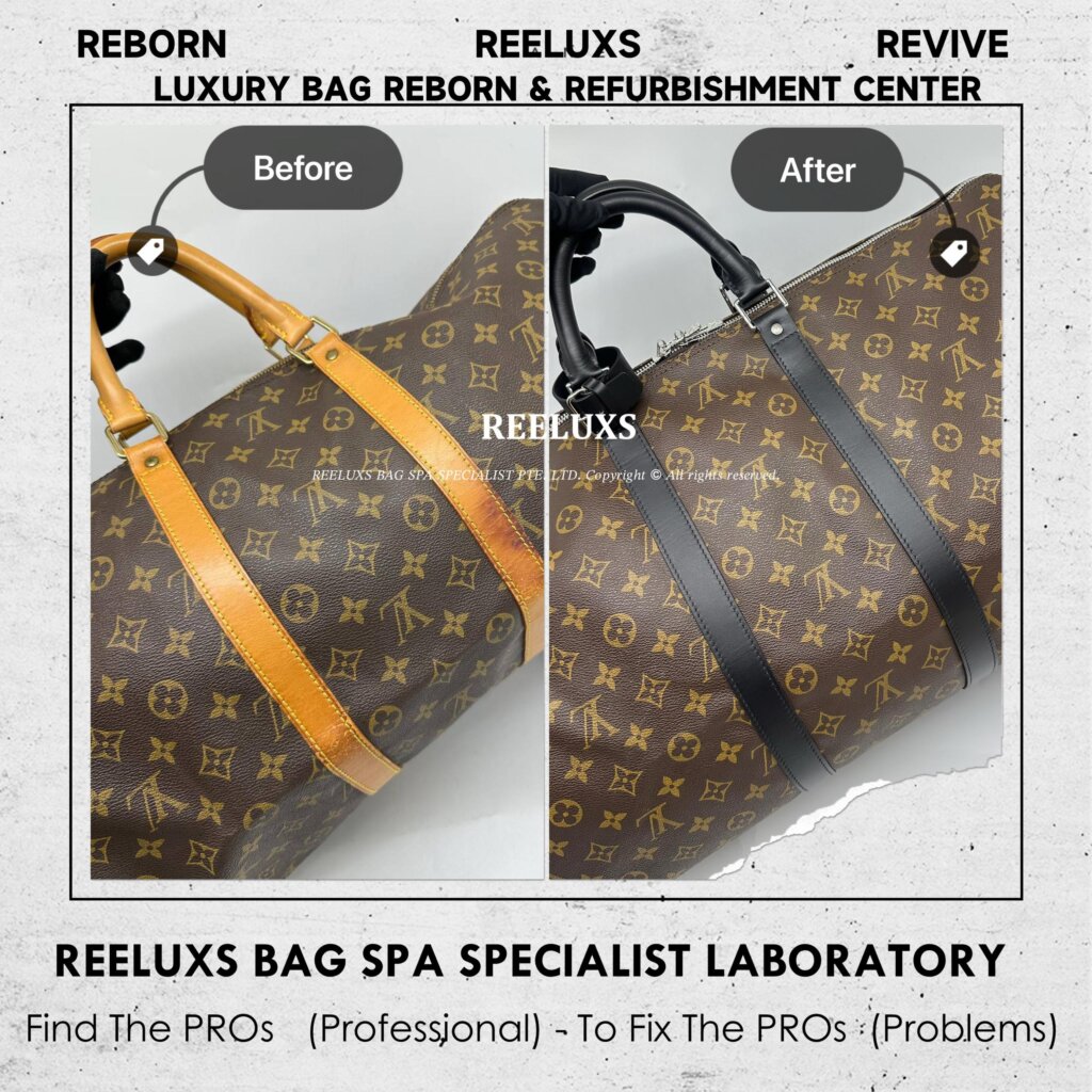 Louis Vuitton Keepall Bandouliere Bag Entire Vachetta Cracked & Damage Fully Stained… — frame 4