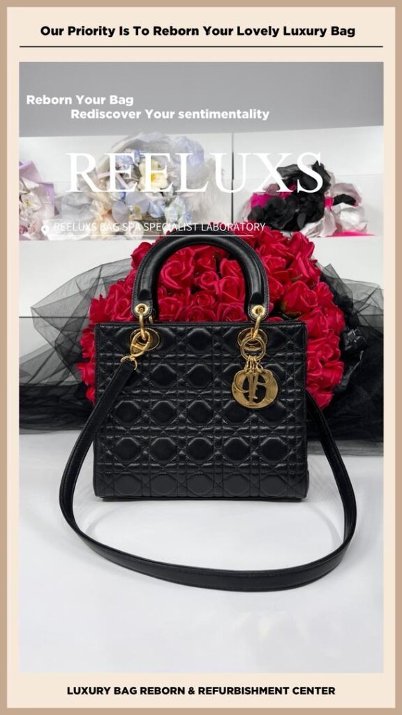 Christian Dior Lady Dior Handbag Patent Leather Cracked Broken & Oxidation Change… — frame 2