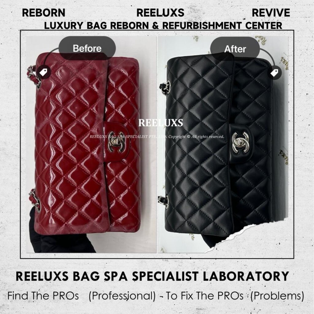 Medium Classic Double Flap Patent Leather Bag Patent Crunchy & Mold Oxidation… — frame 3
