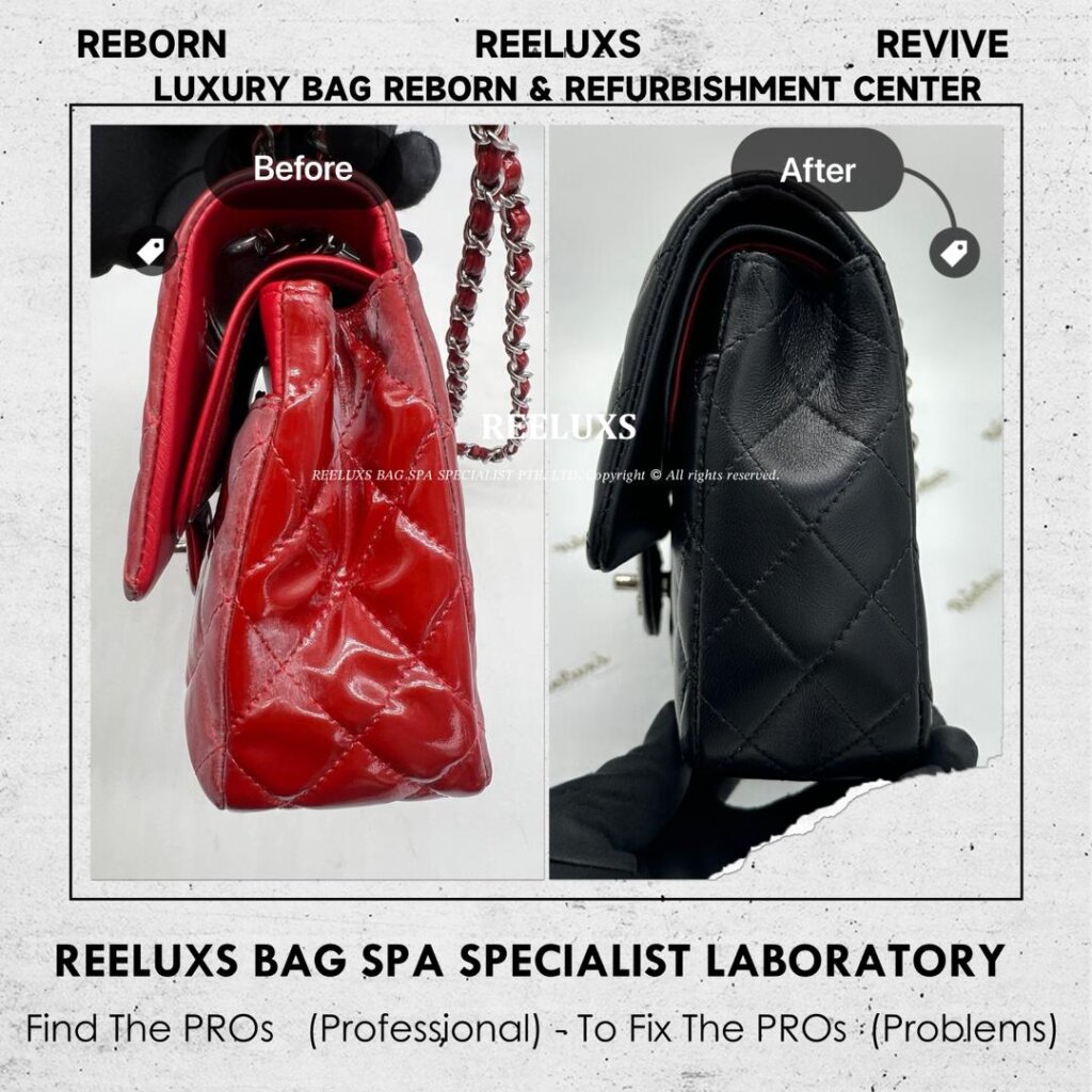 Medium Classic Double Flap Patent Leather Bag Patent Crunchy & Mold Oxidation… — frame 5