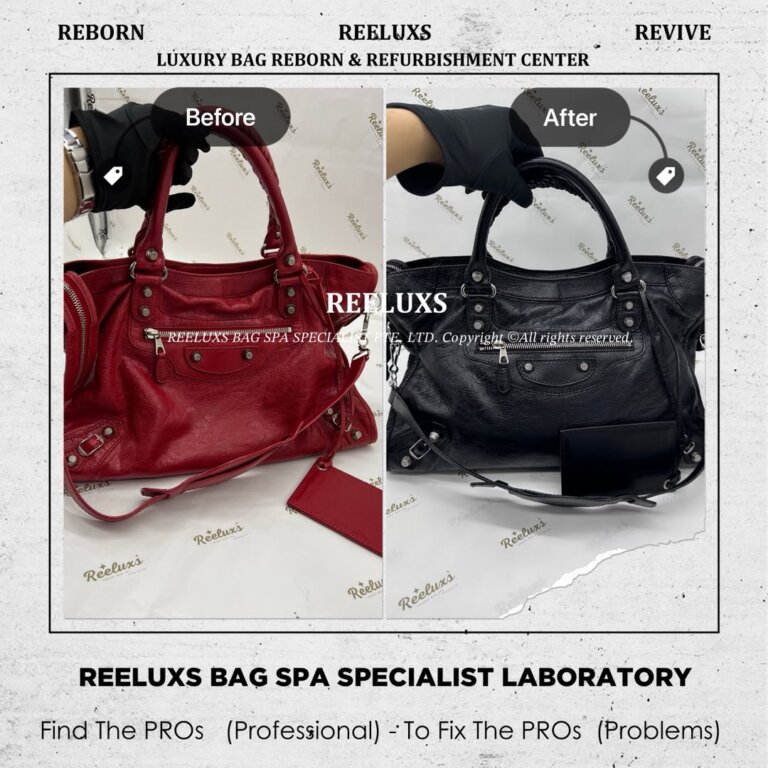 Balenciaga City Handbag Leather Color Faded & Peel Off Change To Black Color Restoration