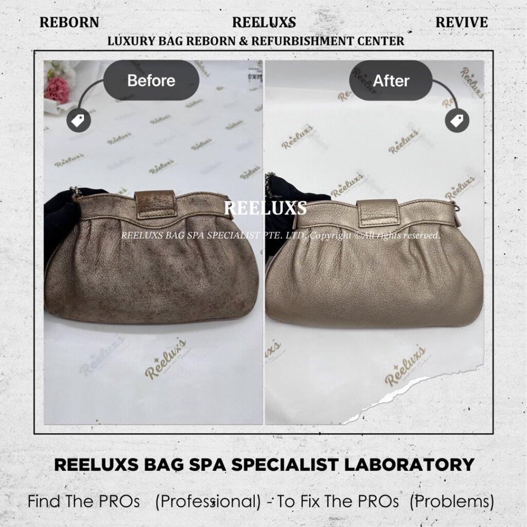 SALVATORE FERRAGAMO Shoulder Bag Metallic Faded & Mold Damaged Oxidation Restoration &… — frame 5
