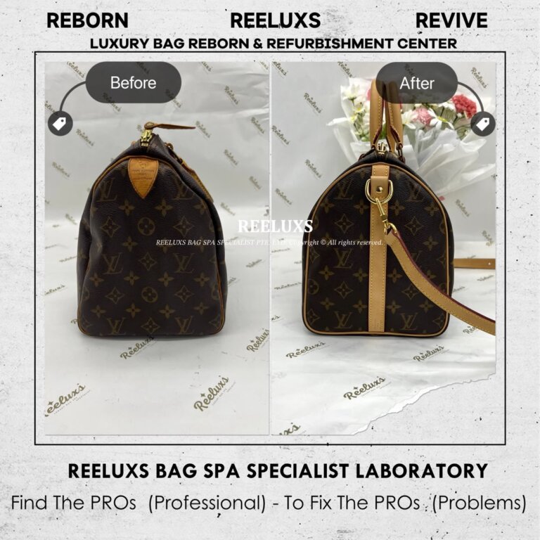 Louis Vuitton Speedy Monogram Canvas Bag Vachetta Fully Stain, Cracked & Damaged Customized To Speedy Bandouliere Refurbishment