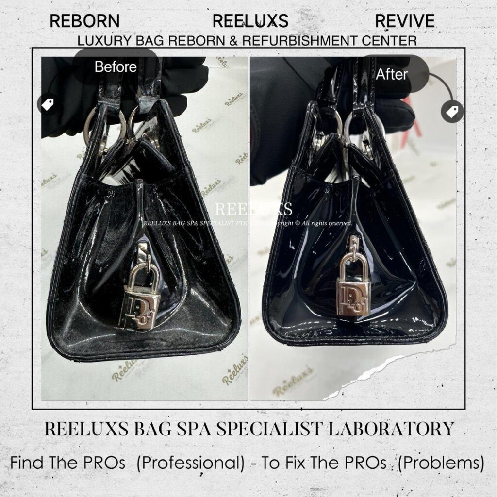 Black Cannage Patent Leather Bag Handle Leather Broken Replacement & Patent Leather… — frame 5