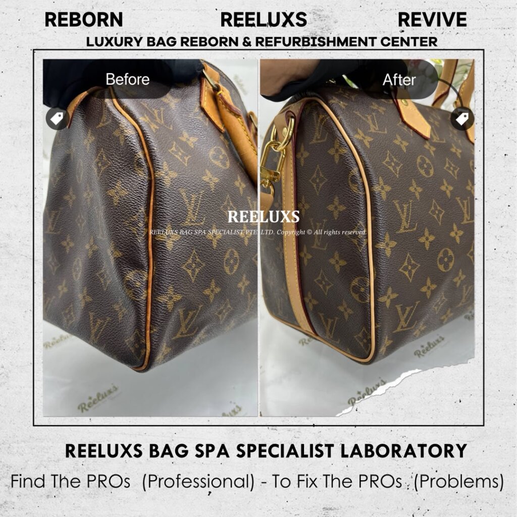 Speedy Monogram Canvas Bag Vachetta Fully Stain, Cracked & Damaged Customized To… — frame 3