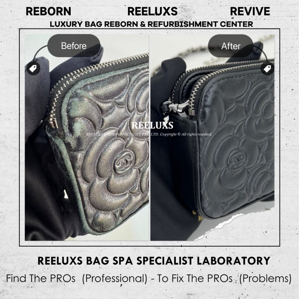 Camellia Black Leather Wallet On Chain Bag Color Faded & Leather Peel… — frame 3