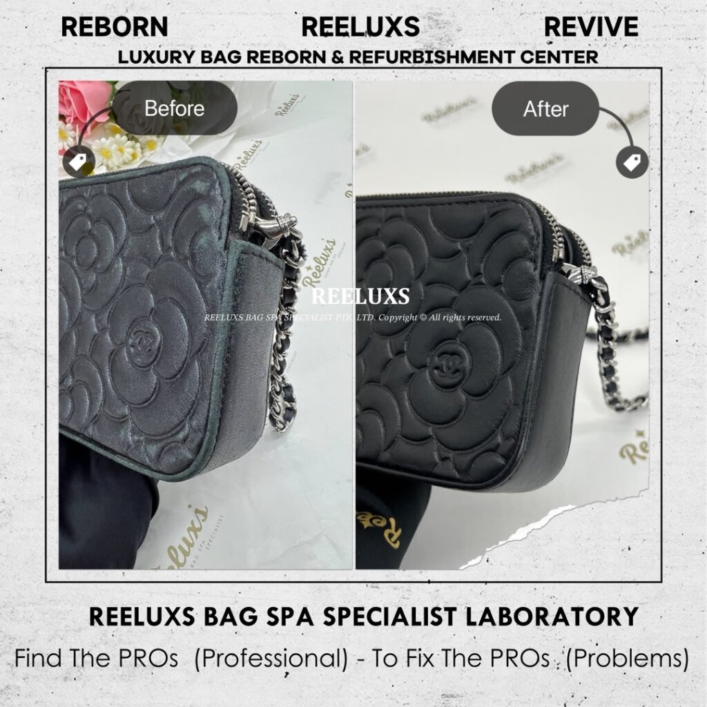 Camellia Black Leather Wallet On Chain Bag Color Faded & Leather Peel… — frame 4