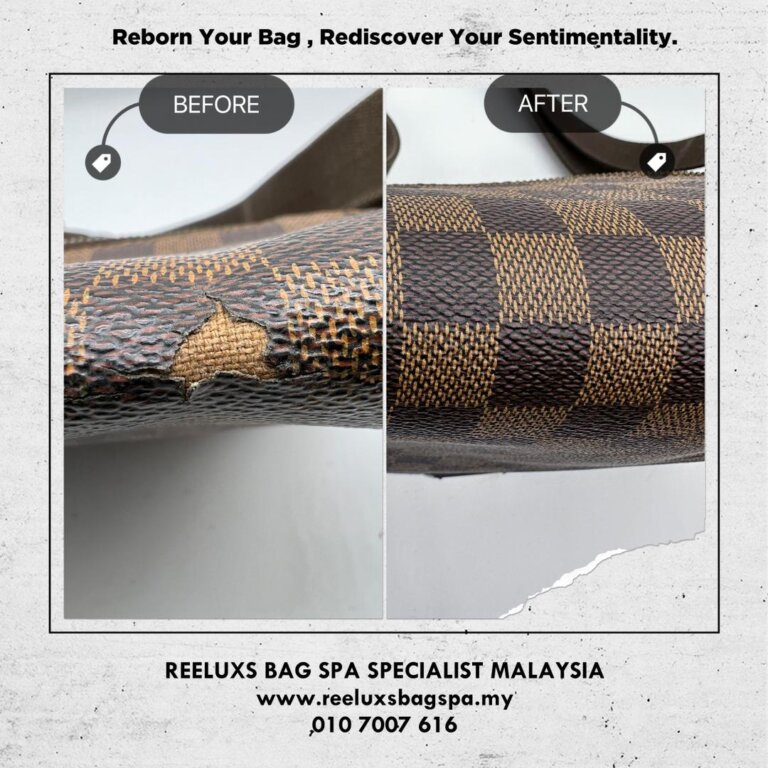 Louis Vuitton Damier Ebene Messenger Bag Damaged Damier Canvas Replacement & Torn Inner Fabric Replacement Refurbishment | REELUXS