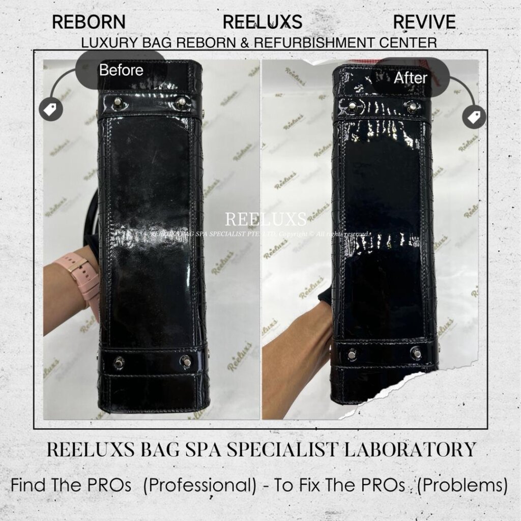 Black Cannage Patent Leather Bag Handle Leather Broken Replacement & Patent Leather… — frame 8
