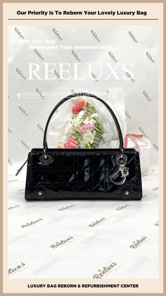 Black Cannage Patent Leather Bag Handle Leather Broken Replacement & Patent Leather… — frame 9