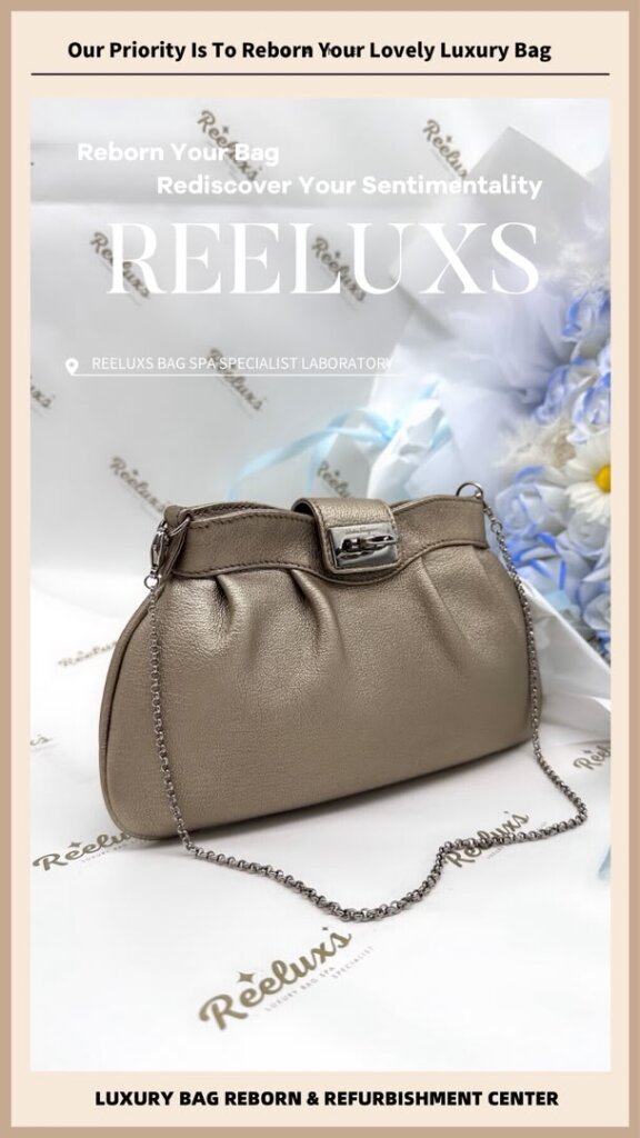 SALVATORE FERRAGAMO Shoulder Bag Metallic Faded & Mold Damaged Oxidation Restoration &… — frame 6