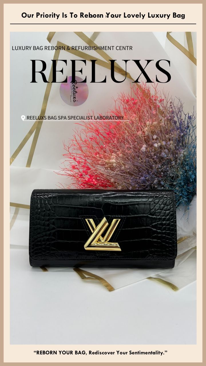 Louis Vuitton Twist Wallet Crocodile Glossy Restore Nano Treatment & Hardware Logo Tarnish Faded Refurbishment