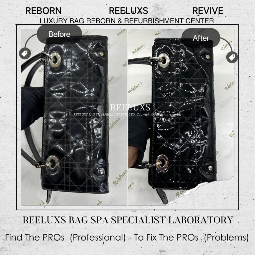 Black Cannage Patent Leather Bag Handle Leather Broken Replacement & Patent Leather… — frame 3
