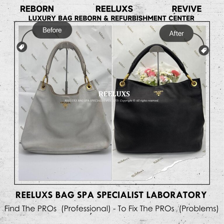 Prada Vitello Daino Leather Hobo Bag Color Transfer Problem & Color Faded Changed To Black Color Restoration