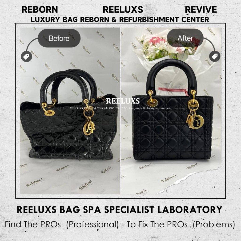Lady Dior Large Black Patent Entire Leather Oxidation Structure Damaged Customised Into… — frame 1