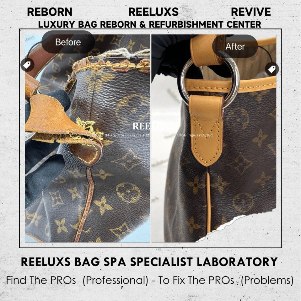 Monogram Delightful Handbag Vachetta Cracked Damaged & Oxidation — frame 2