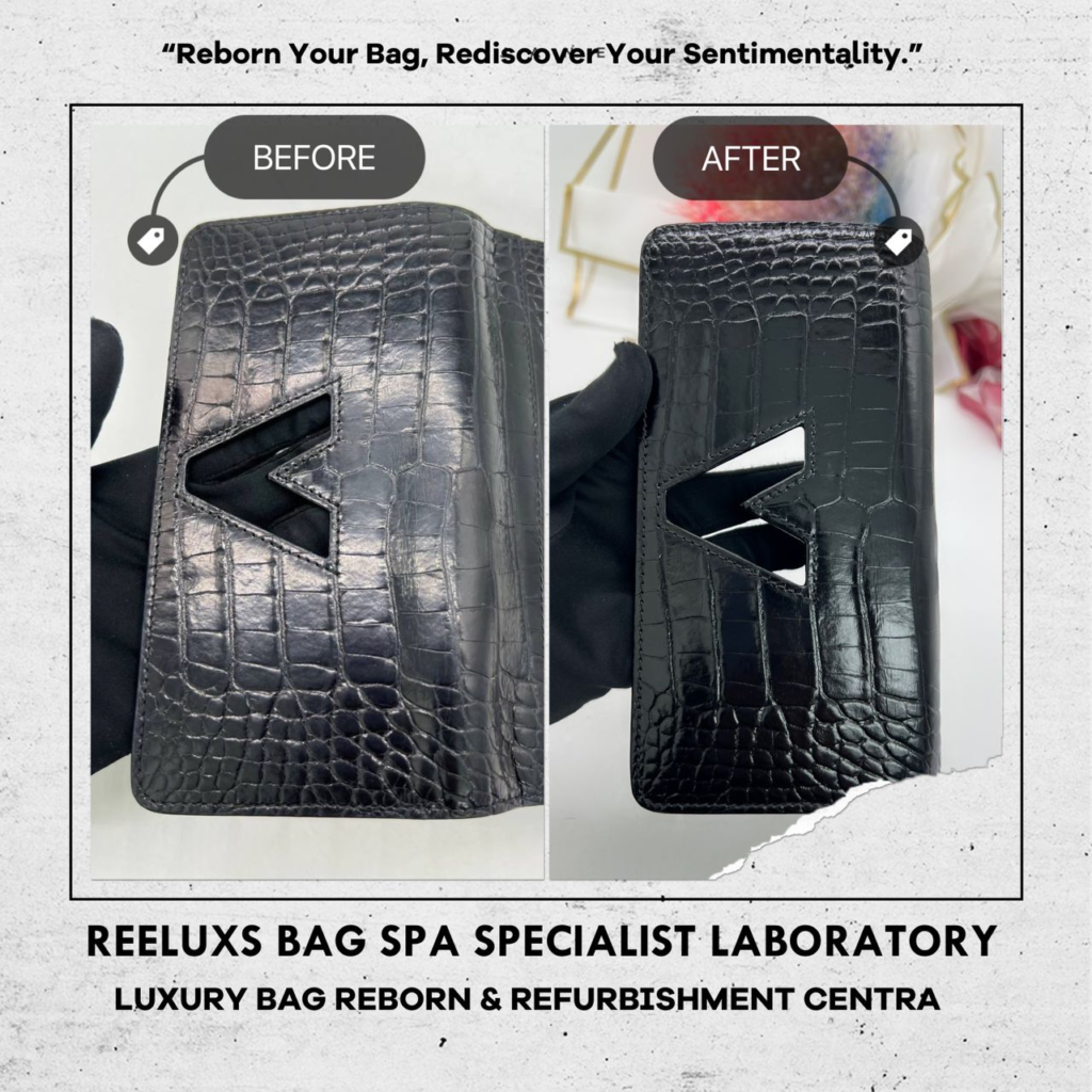 Twist Wallet Crocodile Glossy Restore Nano Treatment & Hardware Logo Tarnish Faded — frame 4