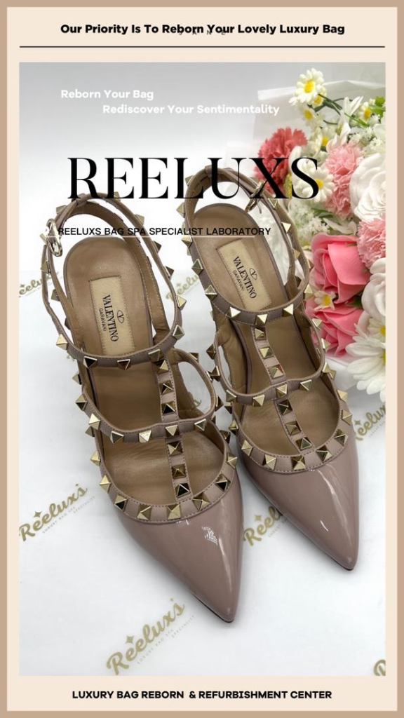 VALENTINO Garavani Rockstud Pumps Patent Color Oxidation Heel Leather Peel Off Sole… — frame 7