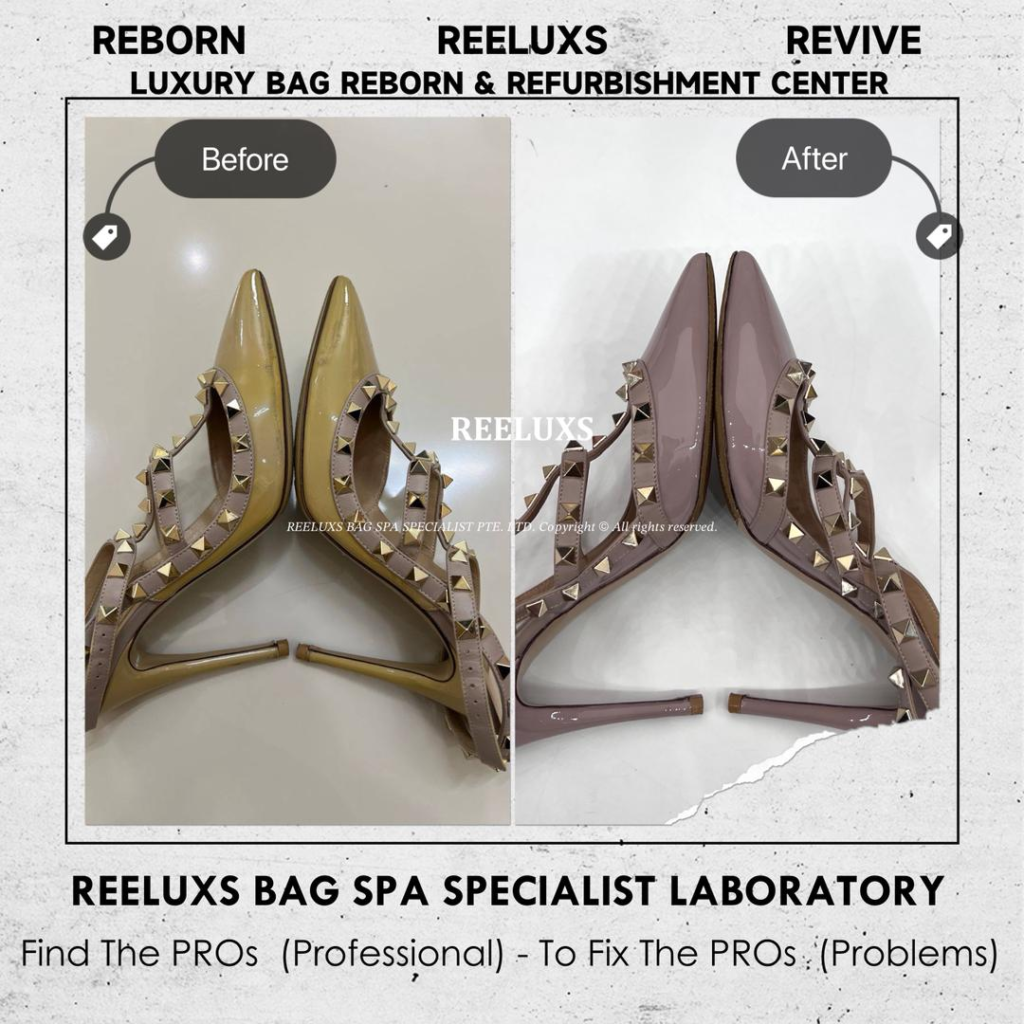 VALENTINO Garavani Rockstud Pumps Patent Color Oxidation Heel Leather Peel Off Sole… — frame 4