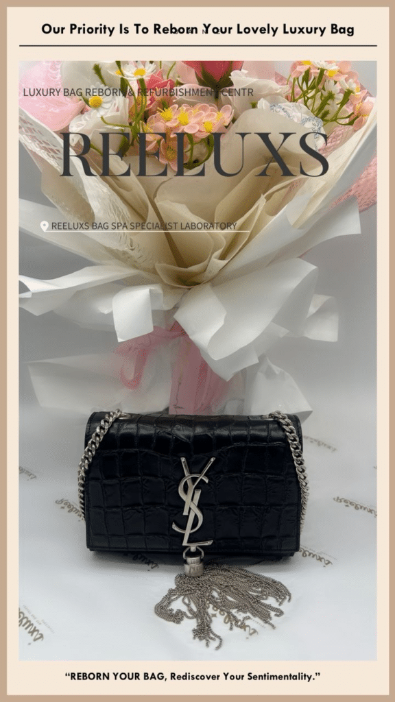 YSL SAINT LAURENT Kate Tassel Black Croc-embossed Leather Bag Entire Leather Mold… — frame 7