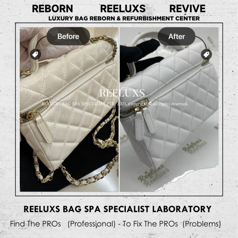 Chanel Vanity With Chain Bag Leather Color Transfer Problem & Color Faded & Damaged Restoration