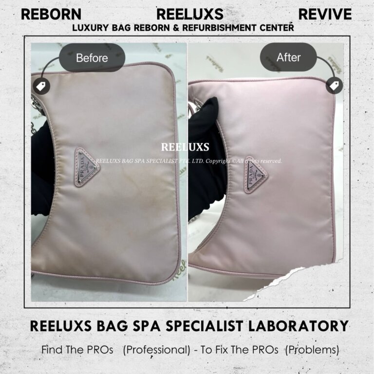 Prada Re-Edition 2005 Nylon Shoulder Bag Nylon Dirty & Yellowish Stain Problem Nano Spa Deep Cleaning Treatment