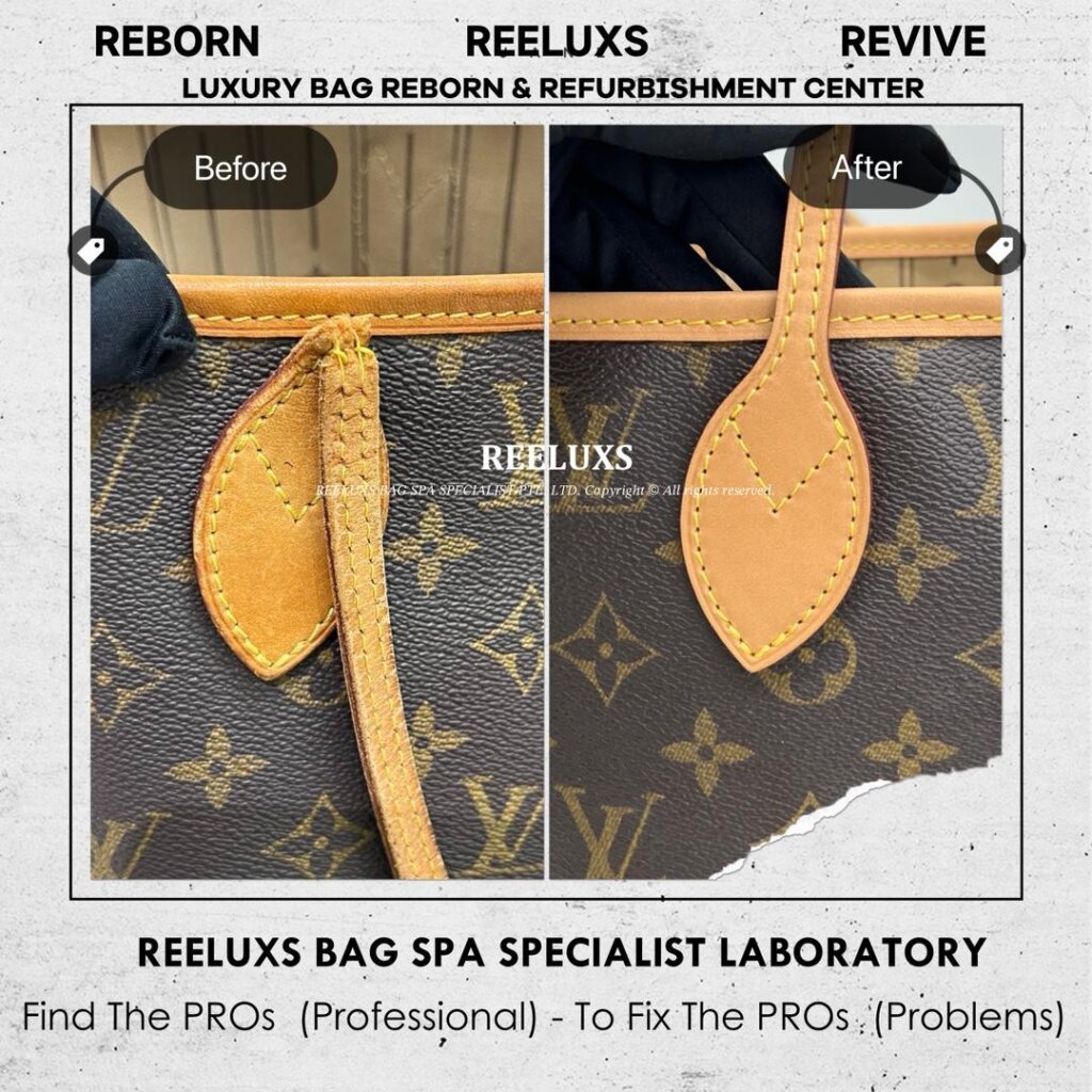 Neverfull MM Monogram Tote Bag Vachetta Cracked Broken & Oxidation — frame 4