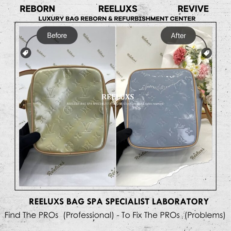 Louis Vuitton Mini Crossbody Bag Patent Leather Sticky Color Oxidation Problem Restoration