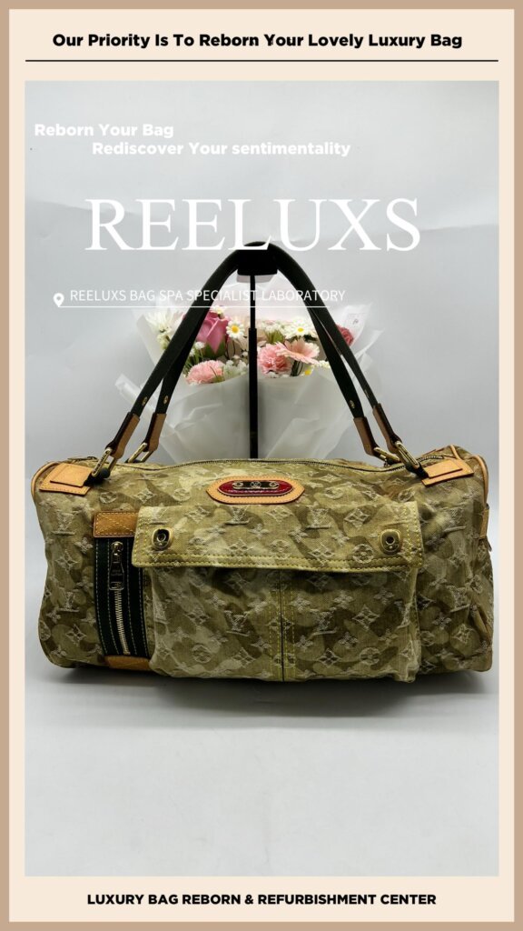 Monogramouflage Denim Lys Bag Vachetta Stain, Cracked Damaged & Oxidation — frame 2