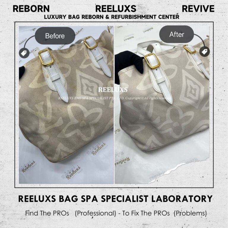 Louis Vuitton Tahitiennce Cabas PM Tote Bag Leather Stain Fabric Heavy Yellowish Problem Deep Nano Spa Treatment