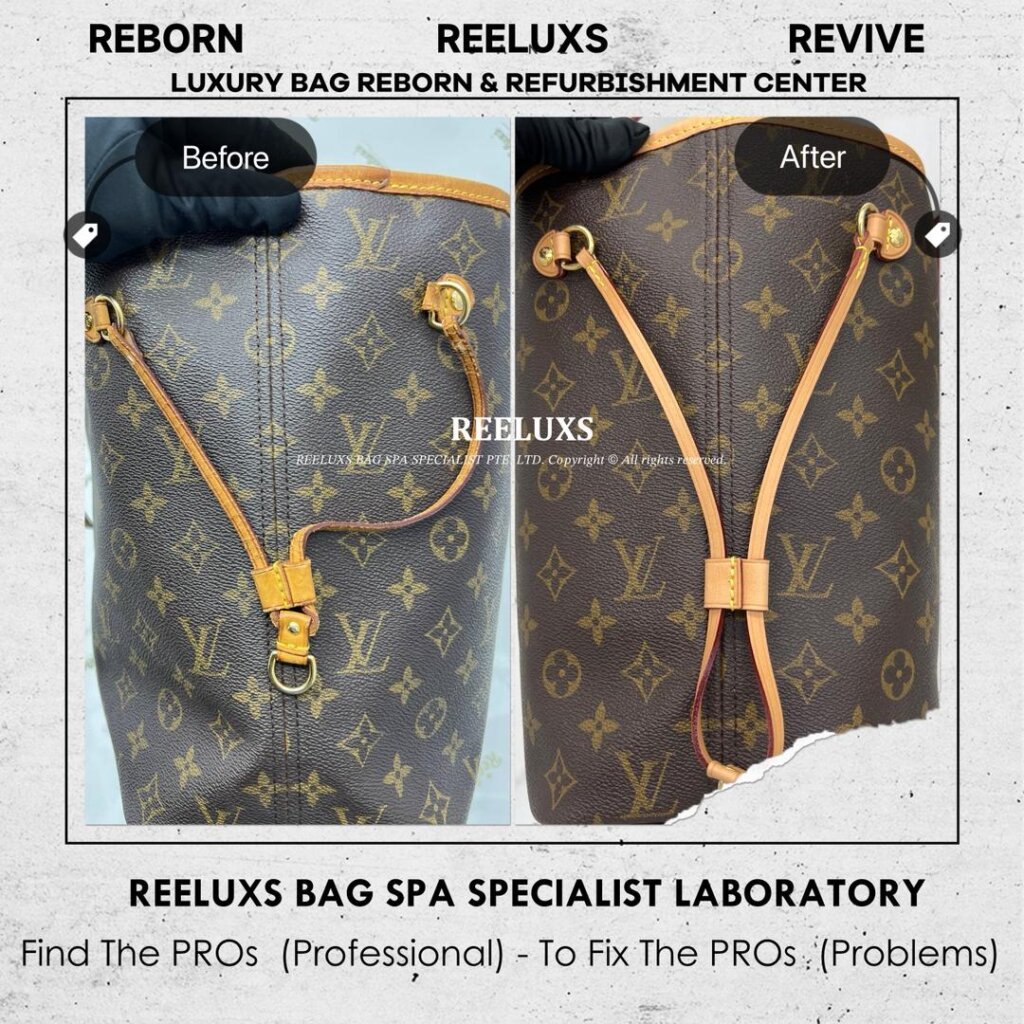 Neverfull MM Monogram Tote Bag Vachetta Cracked Broken & Oxidation — frame 2