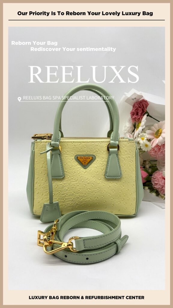 Ostrich-Embossed Leather Top Handle Bag Customized To PRADA Mini Galleria Handbag — frame 2