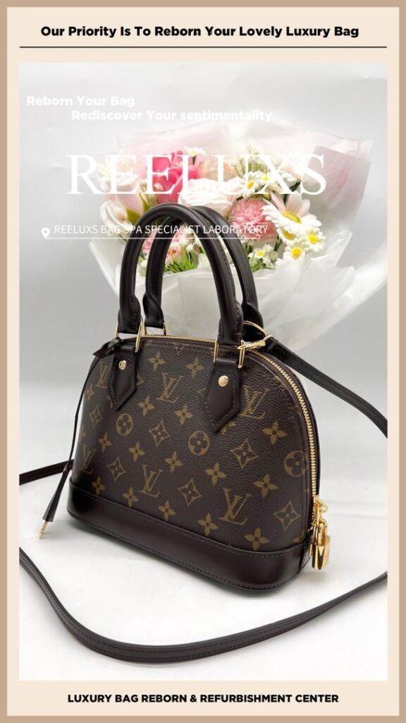 Palermo PM Customized into LOUIS VUITTON Alma BB Monogram Canvas with Brown… — frame 2