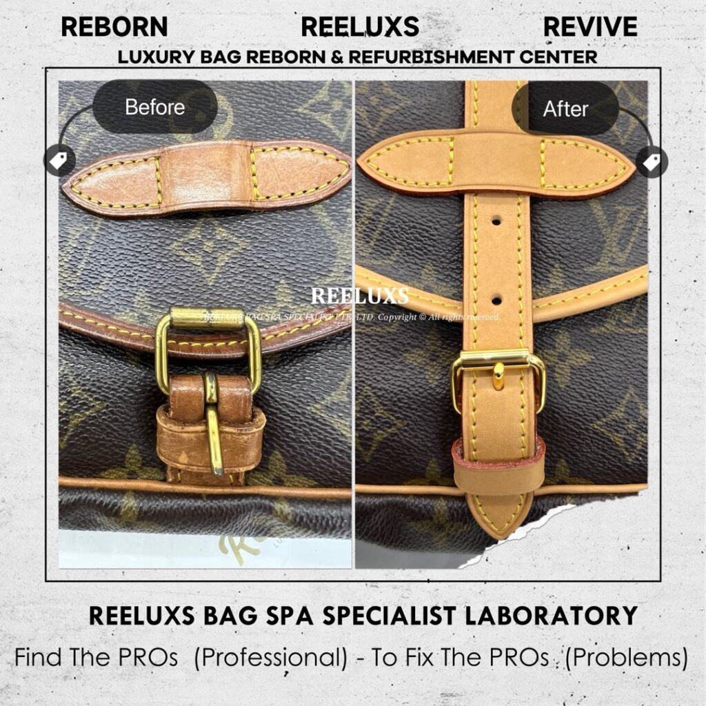 Saumur Monogram Canvas Bag Vachetta Cracked Damaged & Oxidation Hardware Tarnish Oxidation… — frame 5