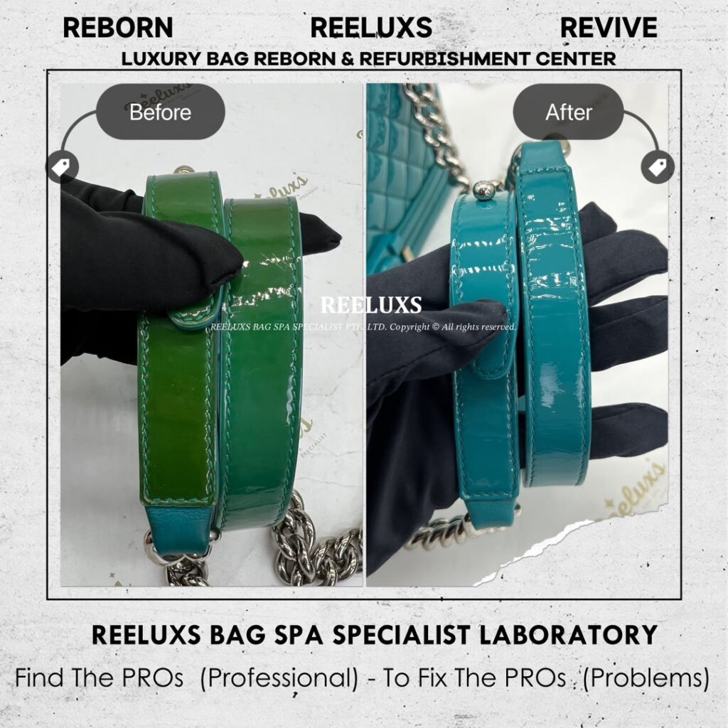 Boy Flap Bag Patent Leather Color Damaged Oxidation — frame 2