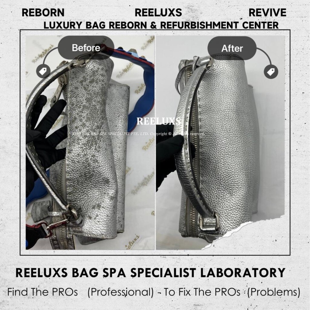 By The Way Bag Metallic Color Faded & Mold Spot Damage Oxidation — frame 3