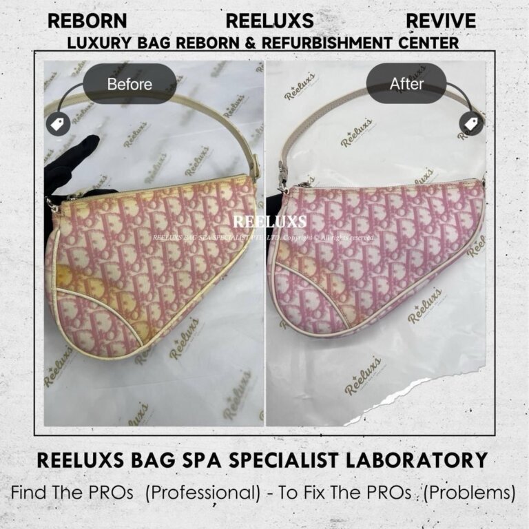 Christian Dior Trotter Pattern Saddle Bag Canvas Yellowish Problem & Leather Cracked Damaged & Oxidation Refurbishment | REELUXS