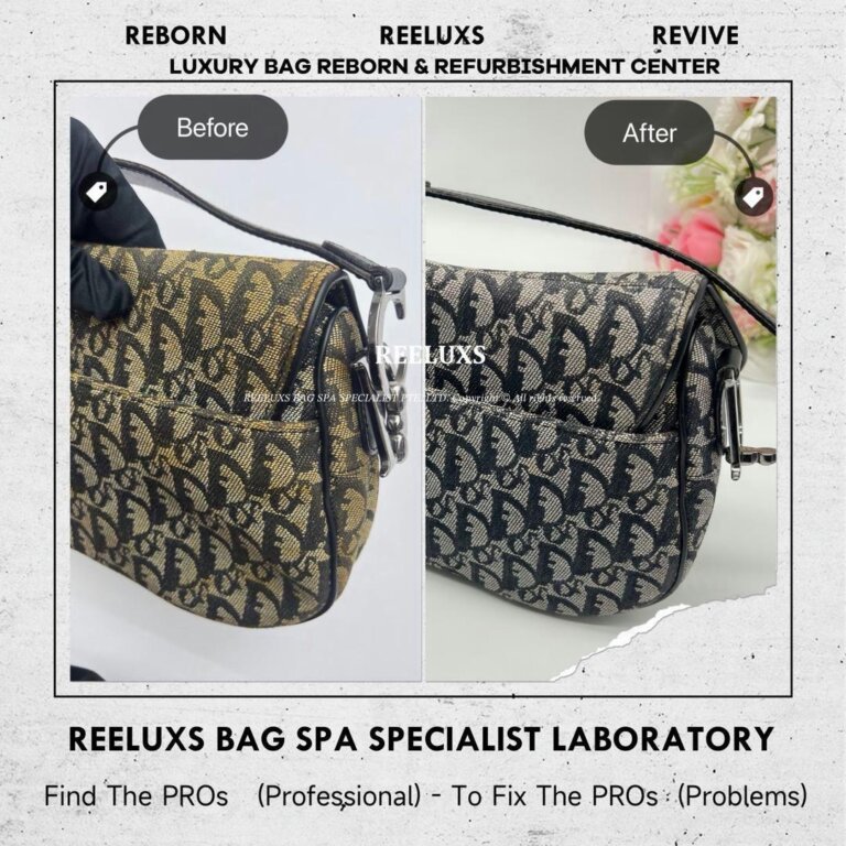Dior Double  Saddle Bag Fabric Yellowish & Stain Problem Nano Spa Deep Cleaning Treatment  Stick & Past Damage Replacement | REELUXS