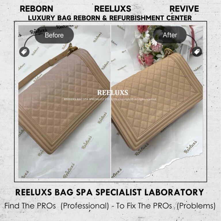 Chanel Boy Chanel Quilted Leather Color Transfer Removal & Color Restoration | REELUXS