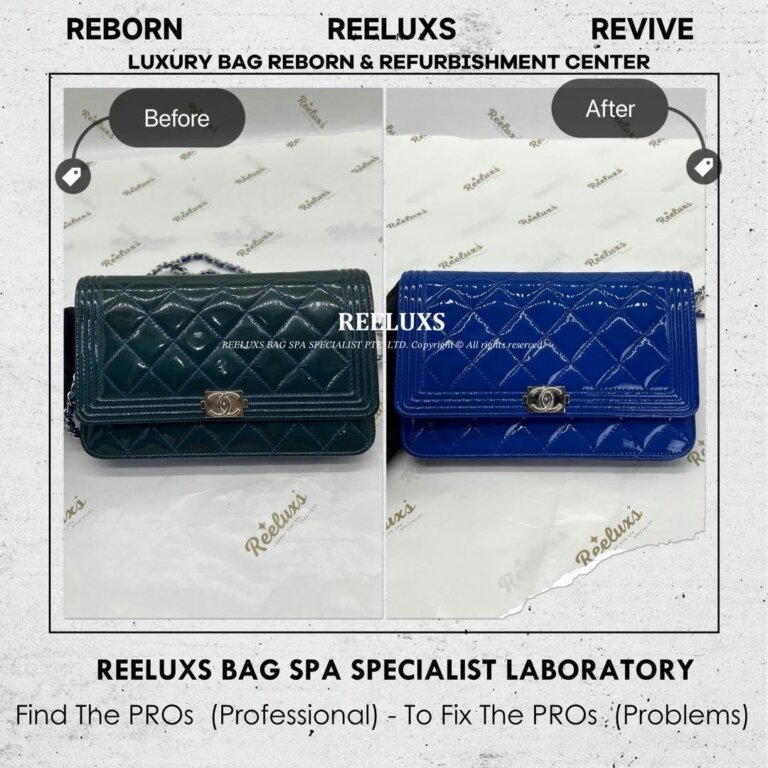 Chanel Boy Wallet On Chain (WOC) Bag Patent Leather Color Oxidation Problem Refurbishment