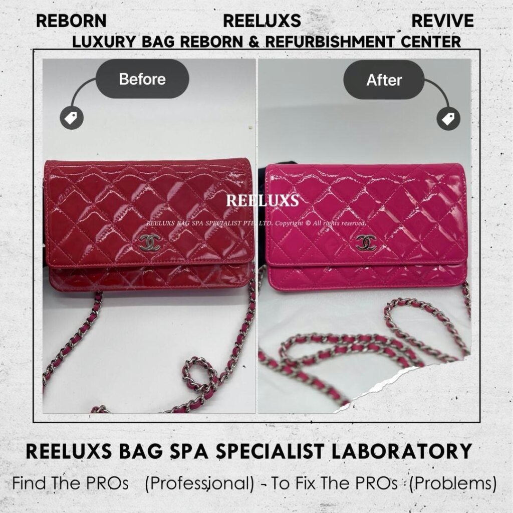 Pink Quilted Patent Leather Wallet On Chain Patent Leather Mold Damaged &… — frame 2